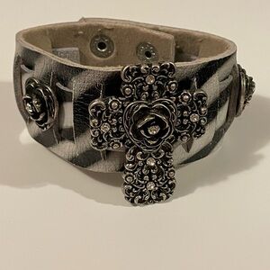 Black and Silver Cross Bracelet